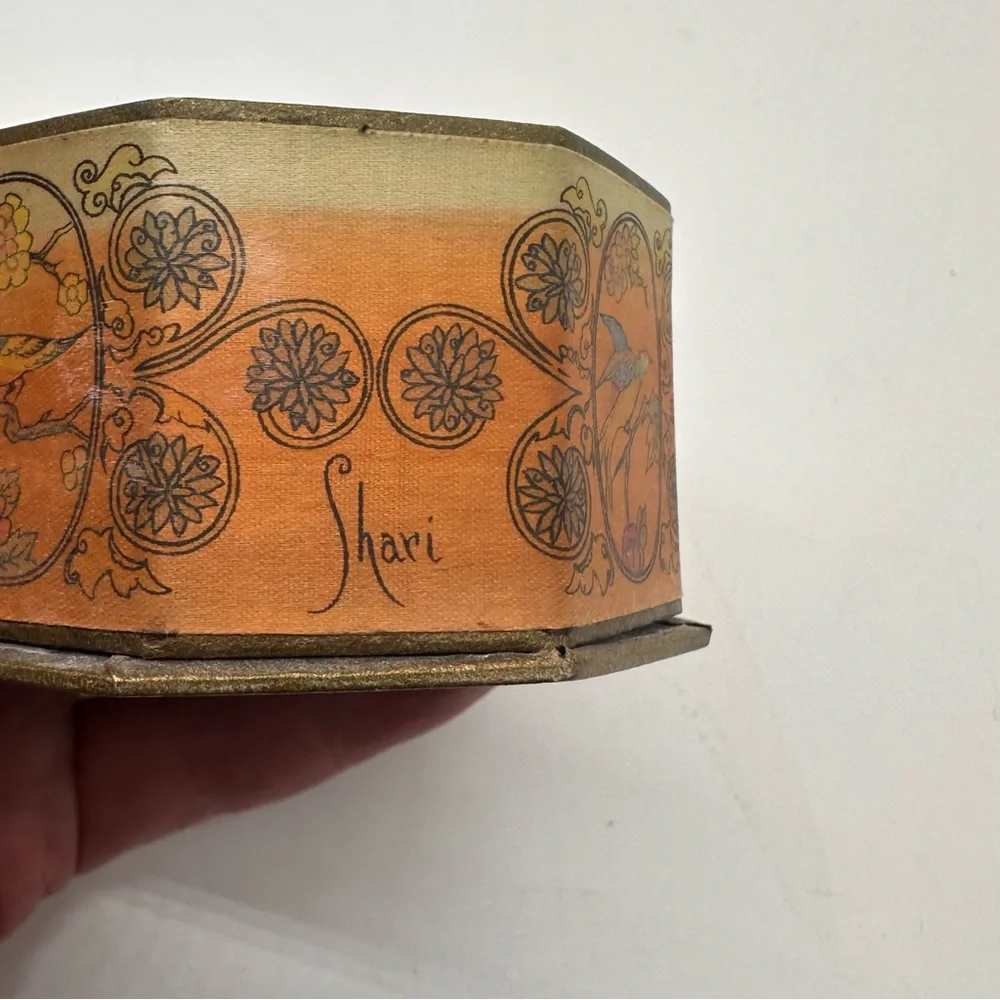 Shari Langlois New York Antique 1920's Powder Box Silk Powder Box Cherry